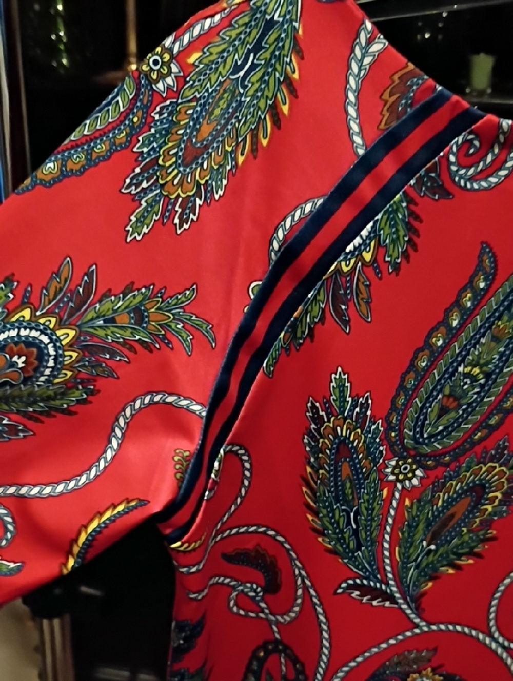 FINAL PRICE Gretchen Scott Red Multicolored Paisley Rope Print Blouse - Picture 12 of 15